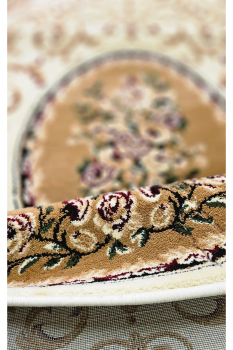 Covor crem clasic floral cu medalion, OVAL [3]