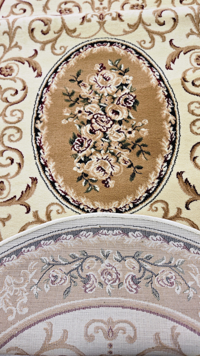 Covor crem clasic floral cu medalion, OVAL [2]
