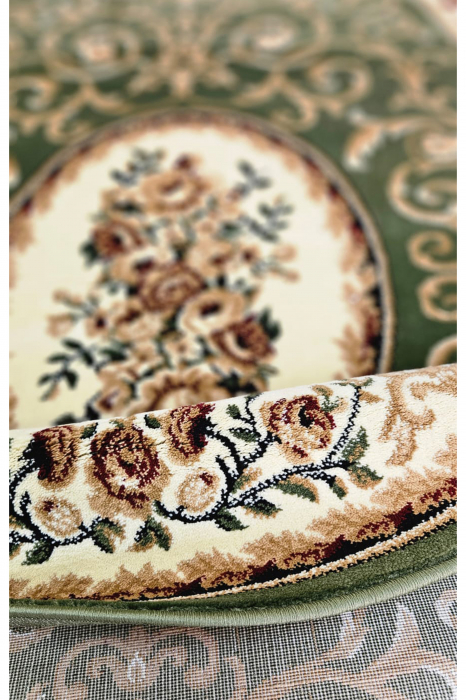Covor verde clasic floral cu medalion, OVAL [2]