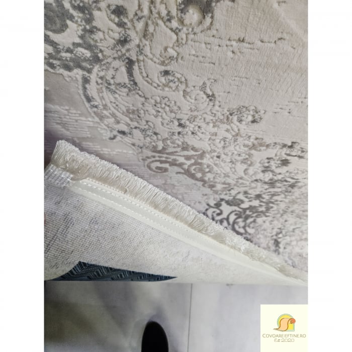 COVOR EXCLUSIVIST cu franjuri crem gri 8355b [2]