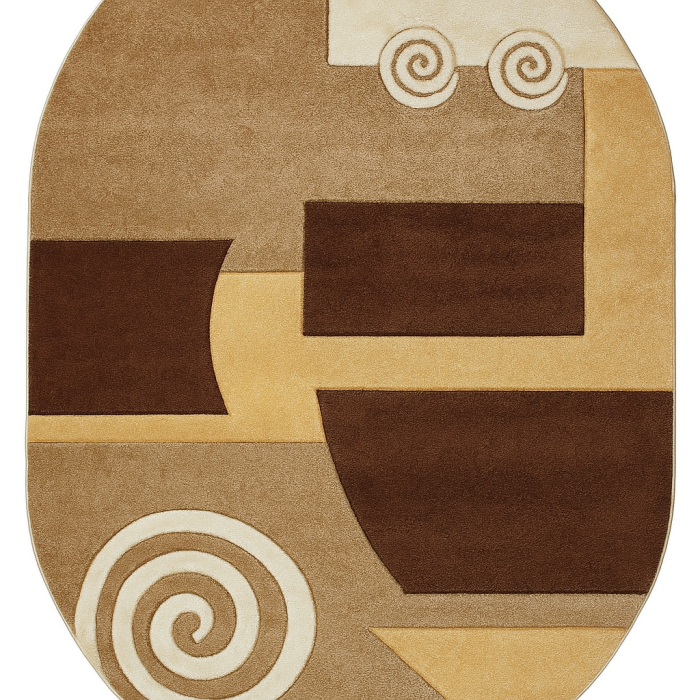 Covor geometric modern bej maro, 200x400 cm, OVAL [1]