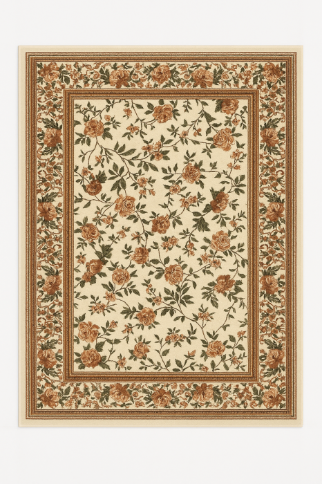 Covor gros clasic, model floral, crem [1]