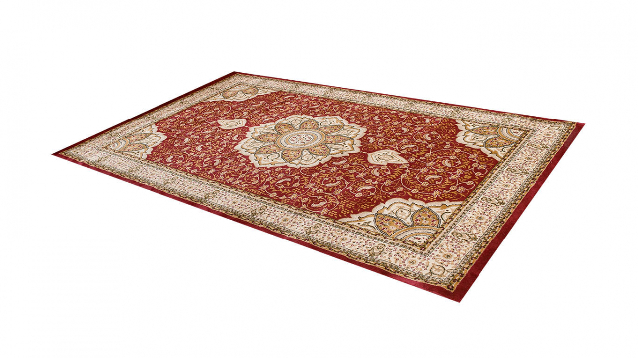 Covor gros clasic, model floral cu medalion , bordo [2]