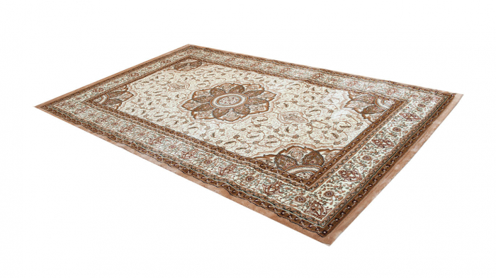 Covor gros clasic, model floral cu medalion , crem [3]