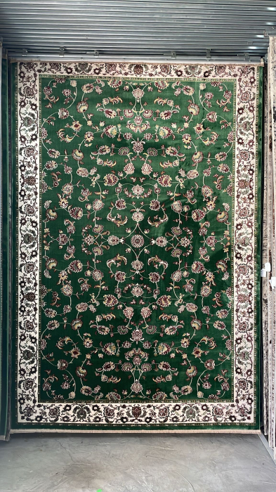 Covor gros clasic, model floral, verde inchis [2]
