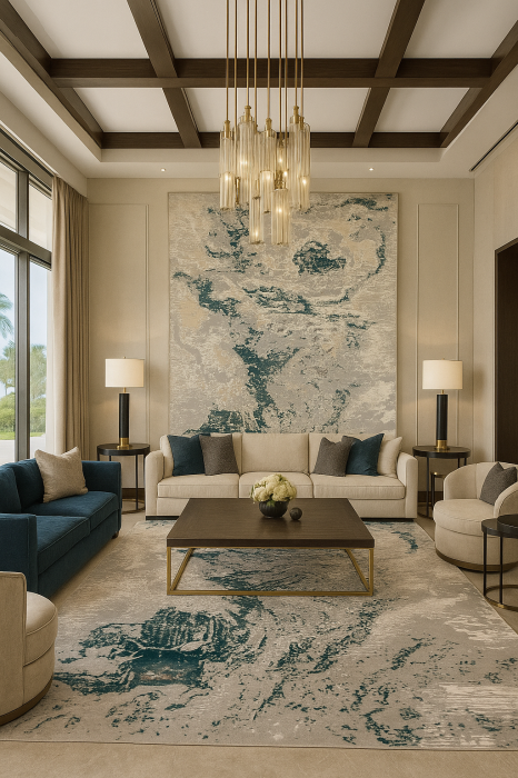 Covor modern, bej crem turcoaz, model Versay [1]