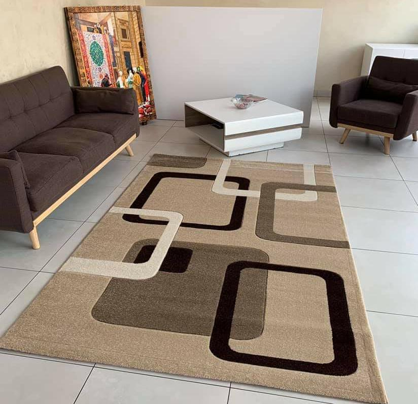 Covor modern cu patrate crem maro [2]