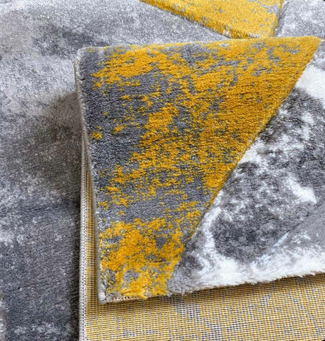 Covor modern geometric, gri galben mustar [3]