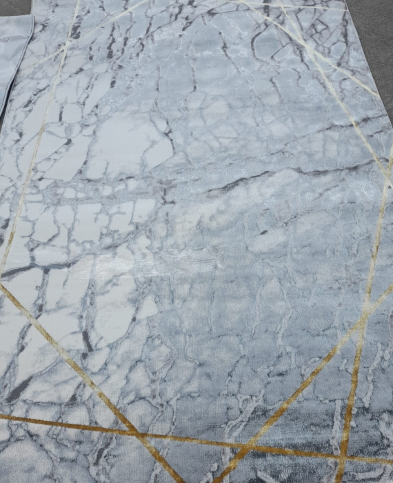 Covor modern gri auriu, model dungi [2]