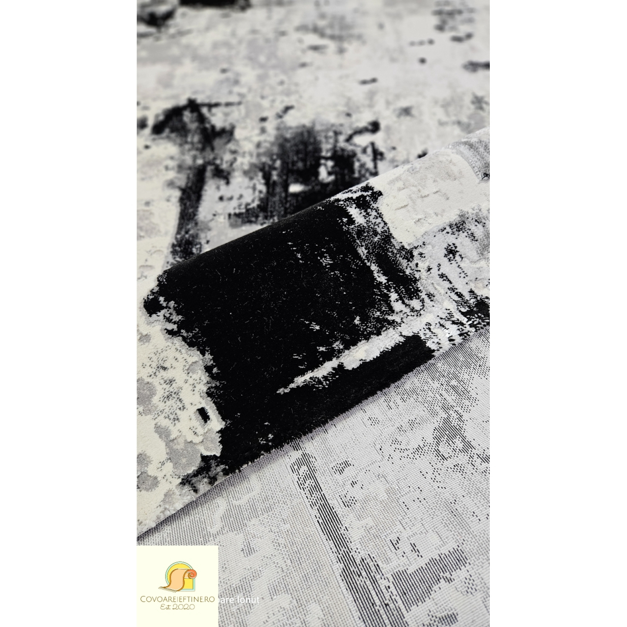 Covor modern, gri bej negru, model nou pete [2]