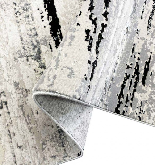 Covor modern gri negru, model linii [4]
