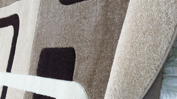 Covor modern oval cu patrate, crem maro [3]