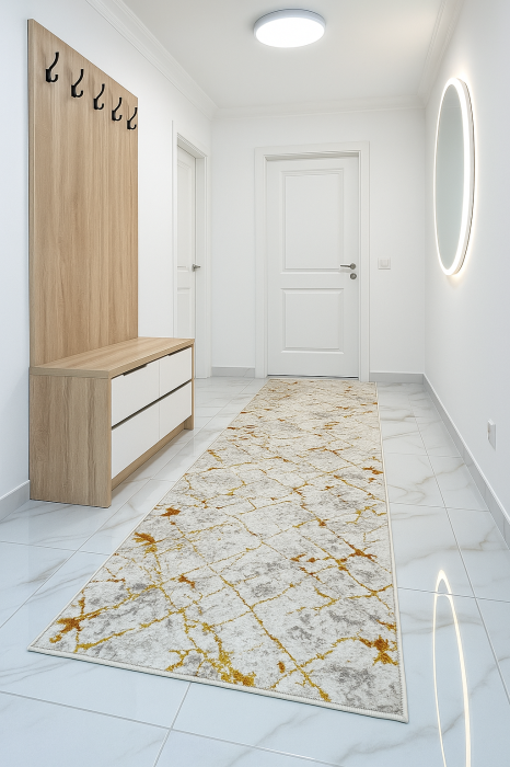 Covor modern simplist, alb crem auriu [4]