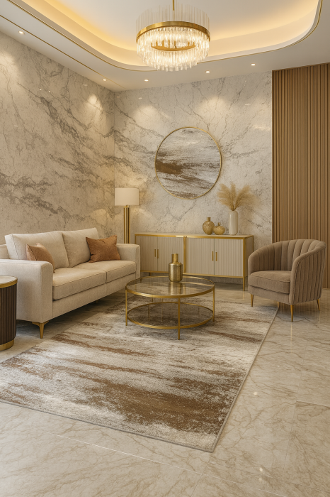 Covor modern, simplist bej crem maro, Venice [1]