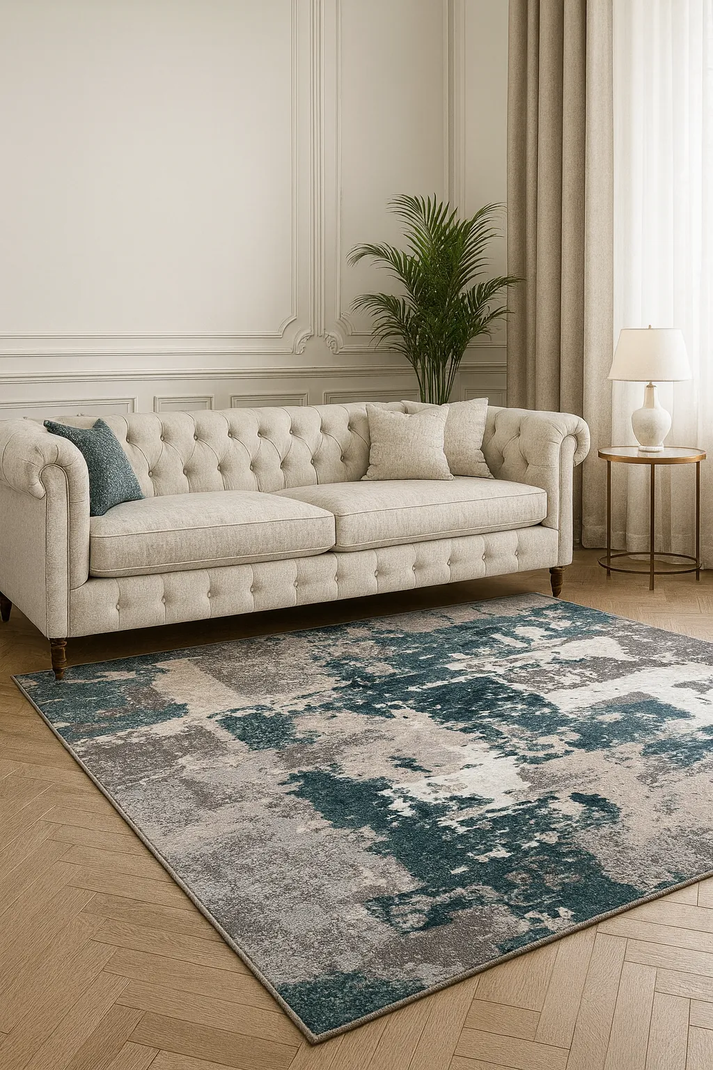 Covor modern, simplist bej gri turcoaz [1]