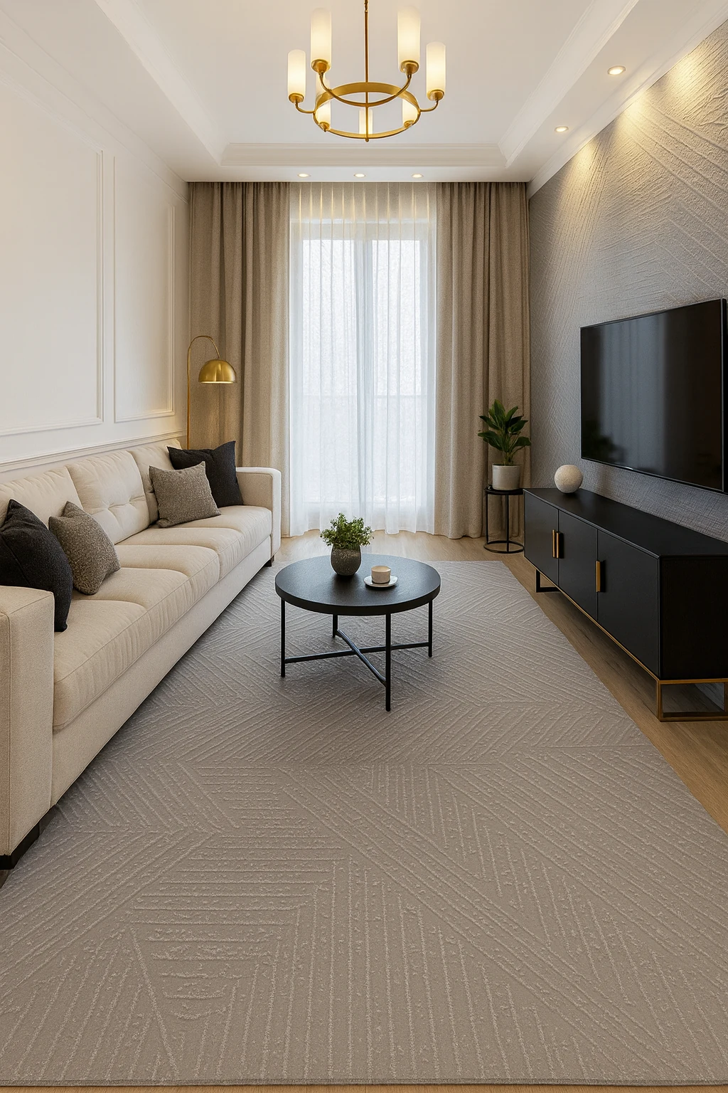 Covor modern, simplist crem alb, linii [1]