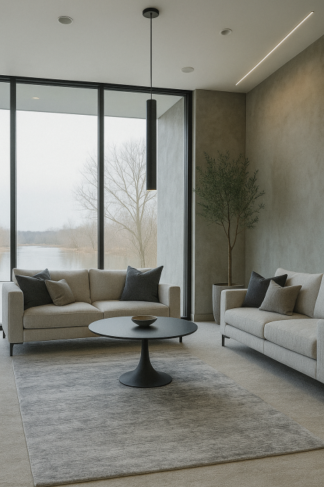 Covor modern simplist gri, model linii [1]