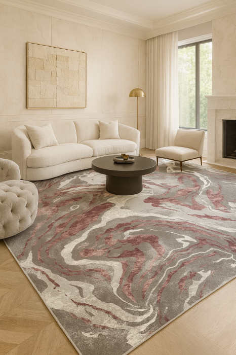 Covor modern, simplist gri roz, model Onyx [1]