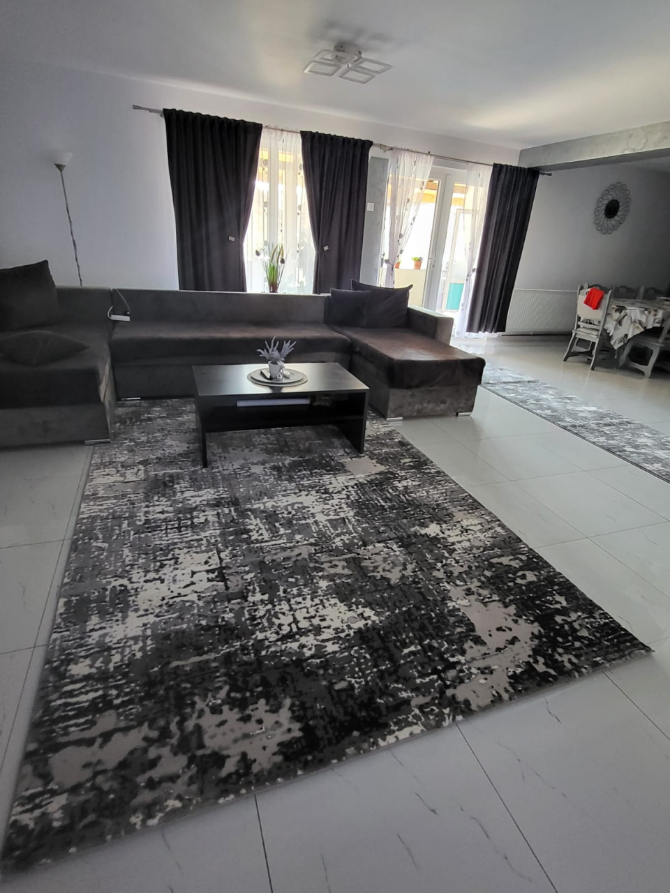 Covor modern, simplist negru gri [2]
