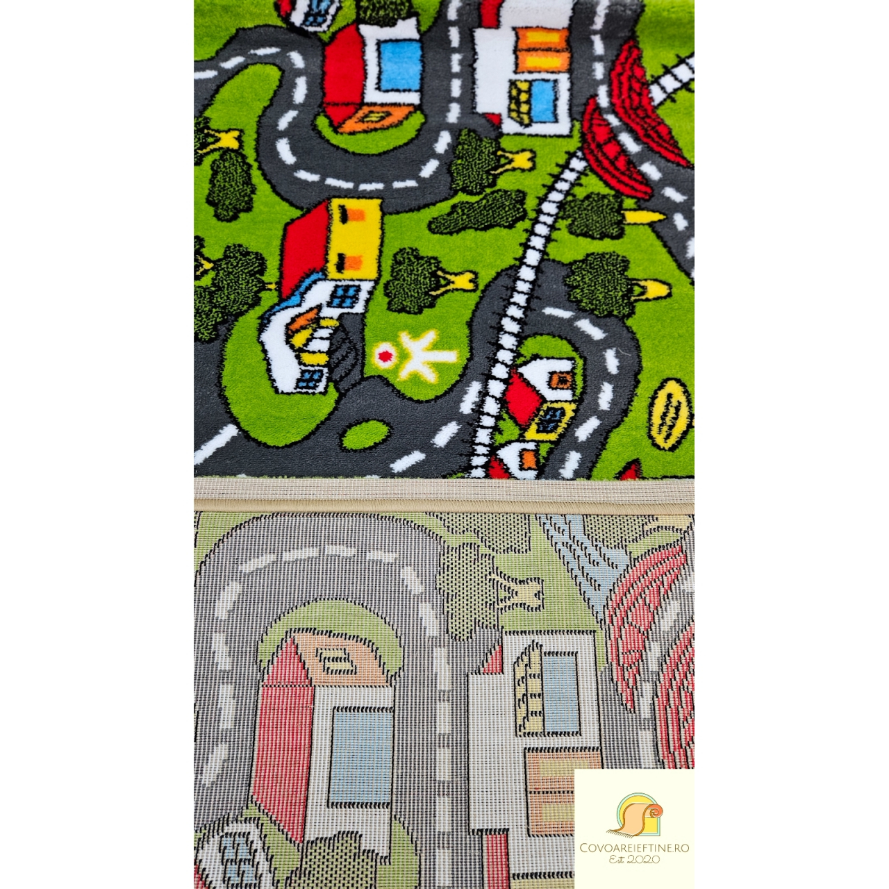 Covor pentru copii model traseu verde [4]