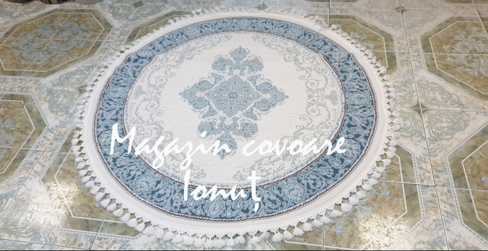 Covor rotund deosebit cu franjuri ROYAL, crem turcoaz [2]