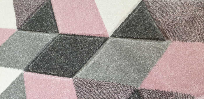 Covor model geometric roz, gri , crem [3]