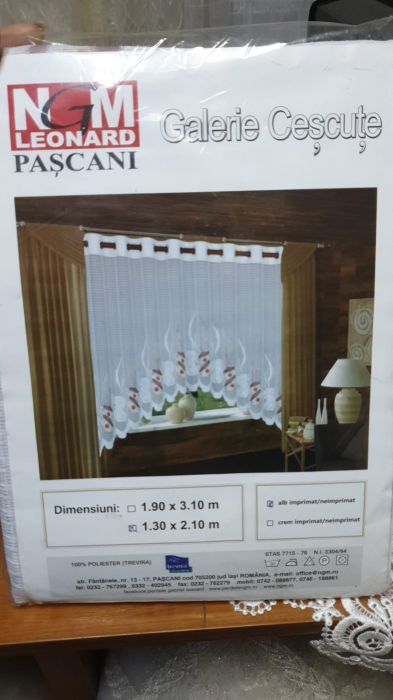 Perdea cu bolta pentru bucatarie 1.90/3.10 m , alba [3]