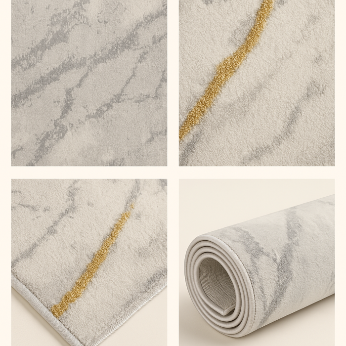 Traversa moderna crem auriu, latime 80 cm, surfilata la capete [2]