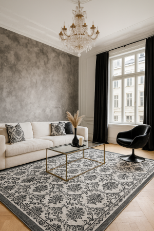 Covoare 125/200 - COVOR 3D baroc gri, grofat