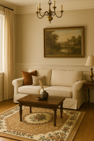 Covoare 100/200 - Covor clasic cu medalion, floral, crem maro