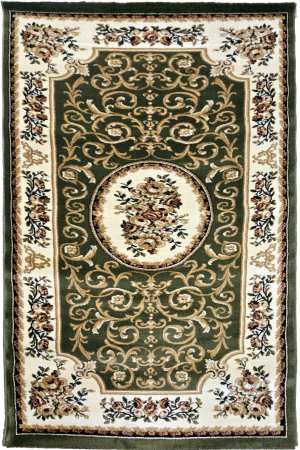 Covor clasic floral cu medalion, verde crem [2]