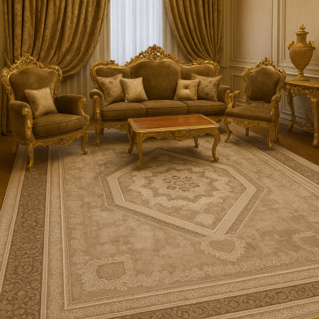 Covor clasic model romb, crem maro [2]