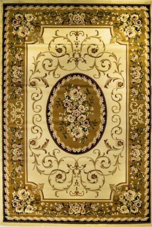 Covoare in relief - Covor crem clasic floral cu medalion