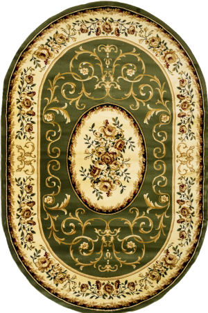 Covoare 150/235 - Covor verde clasic floral cu medalion, OVAL