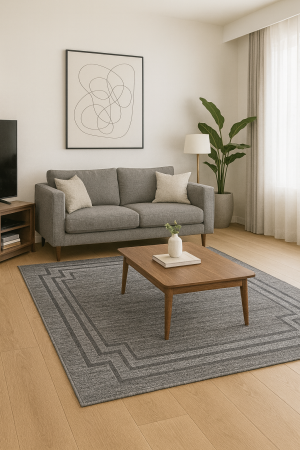 COVOARE DUPA DIMENSIUNI - COVOR cu fir scurt gri deschis, model chenar