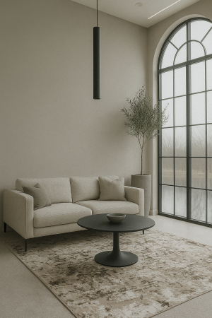 COVOR cu fir scurt, crem maro modern, model stropit [2]