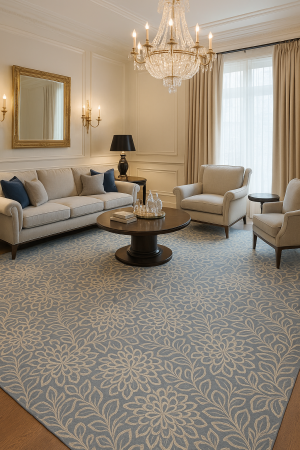 ULTIMELE BUCATI-reduceri - Covor deosebit, grofat, gri model floral