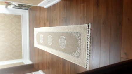 COVOR elegant cu franjuri, crem maro, model cerc, acrilic [1]