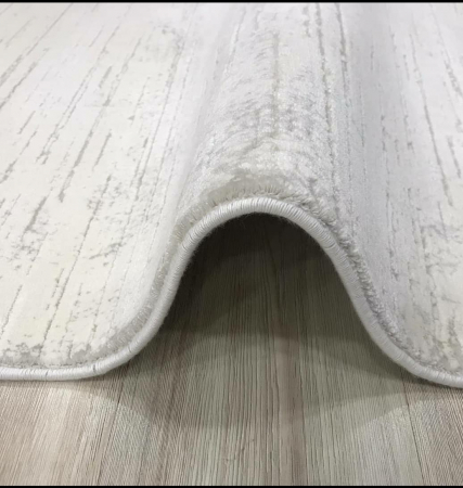 Carpete 50/80 - Covor exclusivist alb bej, cu franjuri delicati