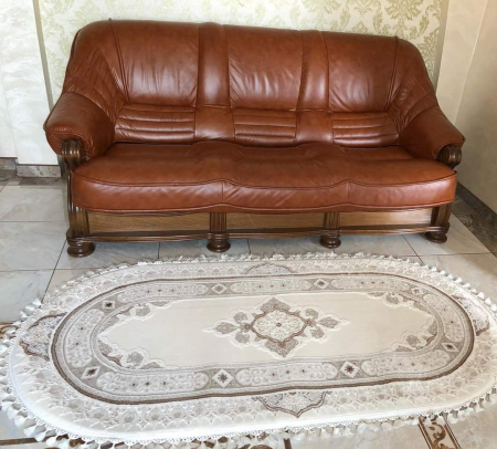 COVOR EXCLUSIVIST ALB/CREM  CU CIUCURI, oval sau rotund [1]