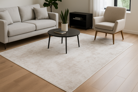 Carpete 50/80 - COVOR EXCLUSIVIST alb crem cu franjuri delicati , model pete