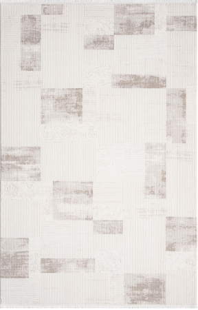 Carpete 50/80 - COVOR EXCLUSIVIST alb crem cu franjuri delicati , model Viva