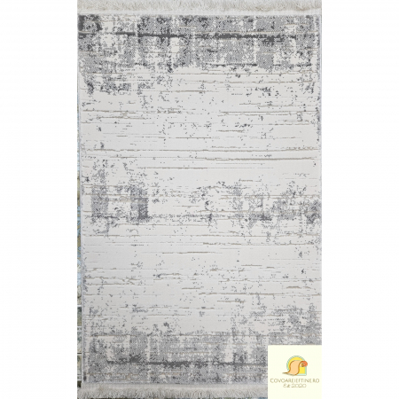 Produse noi - COVOR EXCLUSIVIST alb gri cu franjuri delicati , 8358G
