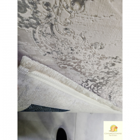 COVOR EXCLUSIVIST cu franjuri crem gri 8355b [1]