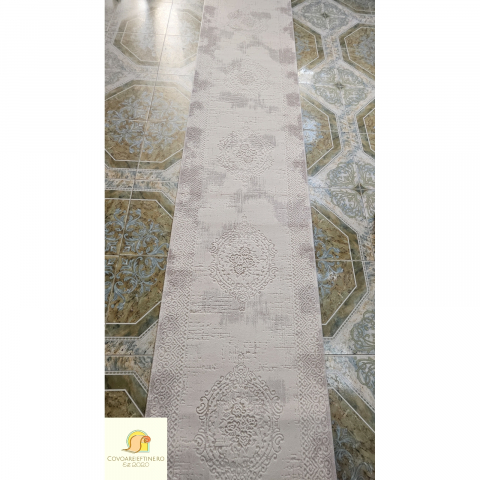 Covor exclusivist cu franjuri, model medalion, crem bej [4]