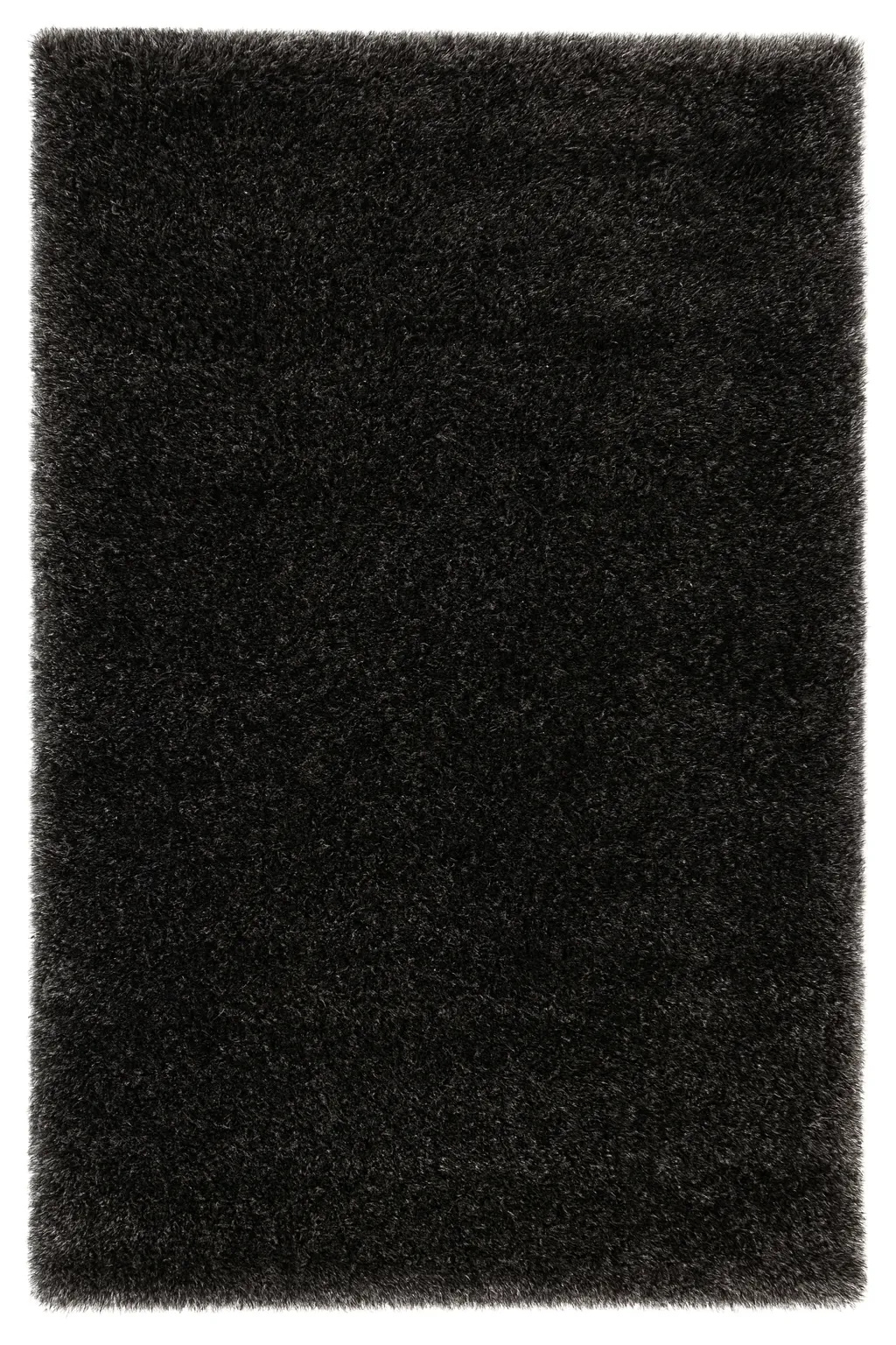 Covoare din matase simple, uni - Covor foarte pufos din matase, gri antracit