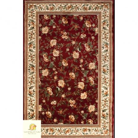 COVOARE LA METRU - Covor gros clasic, model floral, bordo