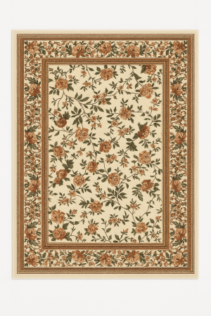 Covoare clasice cu modele florale - Covor gros clasic, model floral, crem