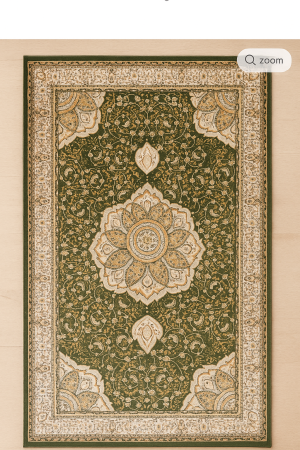 Covoare clasice cu modele florale - Covor gros clasic, model medalion, verde