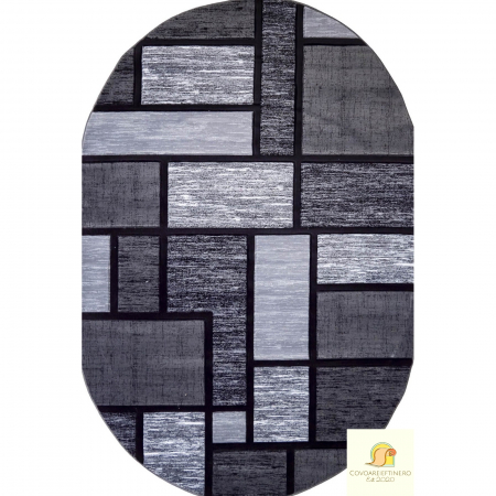 Covoare in relief - Covor gros, modern cu patrate gri, oval